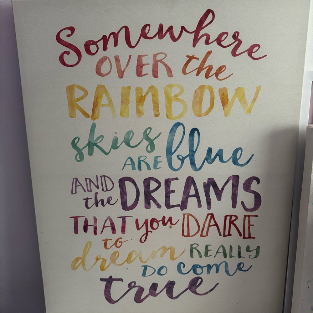 Rainbow Dreams Typography Canvas Art